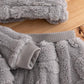Kids 3pcs/Set Baby Boys & Girls Grey Autumn Cute Modest Family Matching Plush Bear Jacquard Fleece Crew Neck Sweatshirt, Fleece Sweatpants & Plush Ear Hat.( Delivery by 10th October)