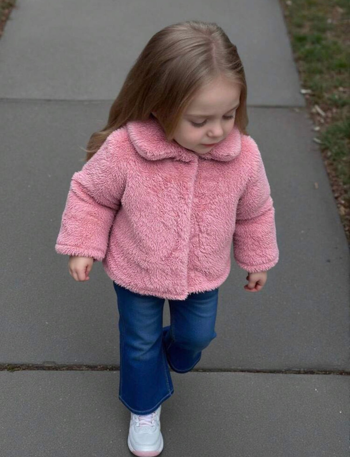 Girl 1 Pc Fluffy Pink Long Sleeve
Jacket Coat, Autumn/Winter.