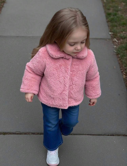 Girl 1 Pc Fluffy Pink Long Sleeve
Jacket Coat, Autumn/Winter.