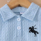 Girl Vintage Preppy Horse Soldier Embroidered Polo Collar Long Sleeve Knit Dress. (Delivery By 18th October)