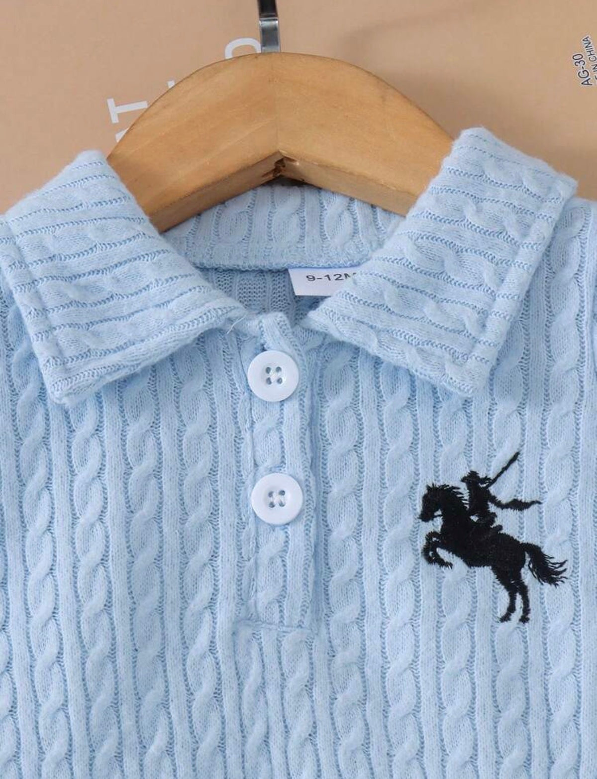 Girl Vintage Preppy Horse Soldier Embroidered Polo Collar Long Sleeve Knit Dress. (Delivery By 18th October)