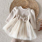 Girls Casual Ditsy Floral Long Sleeve Ribbed Dress.