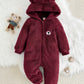 Cartoon Bear Pattern Ear Hooded Thick Jumpsuit. (Delivery By 14th October)