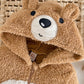 Cartoon Bear Long Sleeve Plush Romper, Suitable For Autumn/Winter.