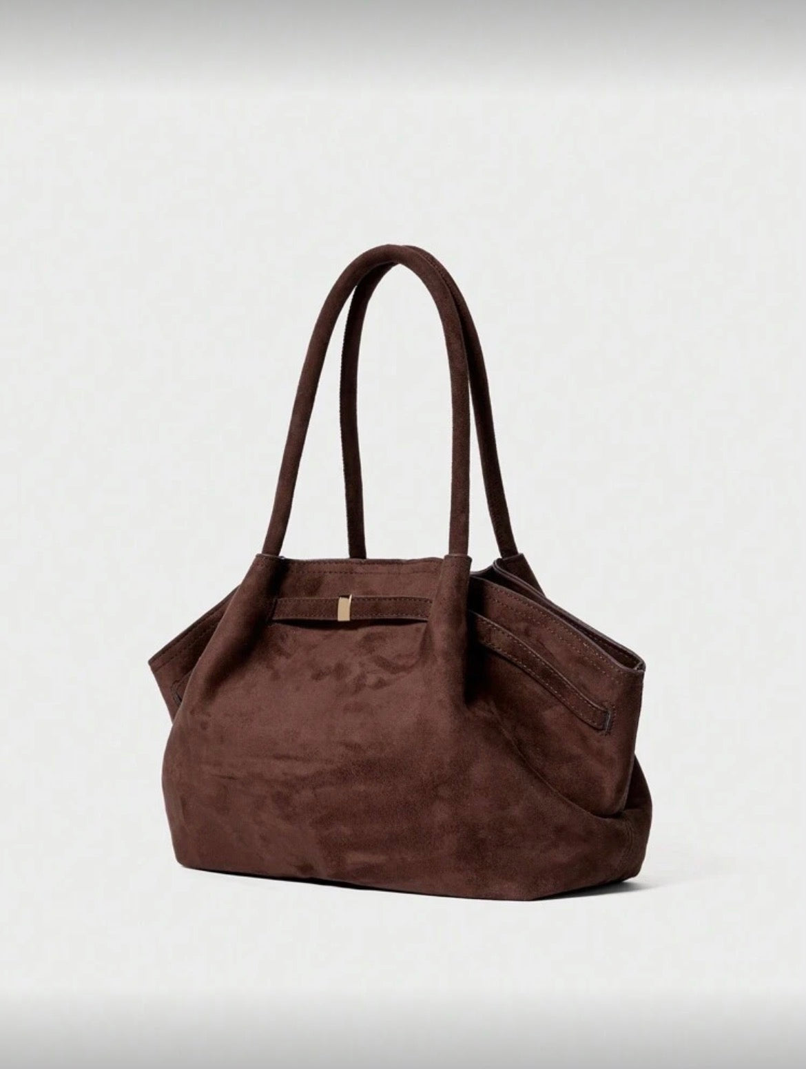 Faux Suede Tote Bag, Large Capacity Solid Handbag.
