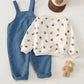Baby Boy Cartoon Bear
Pattern Knitted Soft Round Neck Long Sleeve Pullover Sweatshirt & Overalls Two Pieces Set.( Delivery by 20th October)