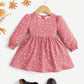 SHEIN Baby Girl Heart Print Flounce Sleeve Dress