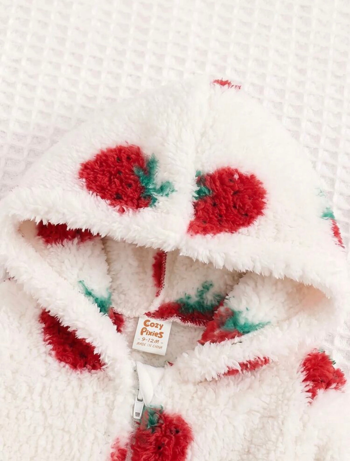 Baby Girl Thermal Lined Thick Floral Pattern Knitted Soft Hooded Long Sleeve Winter Jumpsuit.
