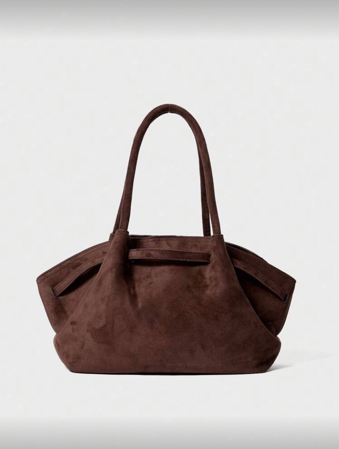 Faux Suede Tote Bag, Large Capacity Solid Handbag.