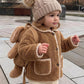 Autumn/Winter Versatile Casual Brown Fuzzy Collar Jacket.