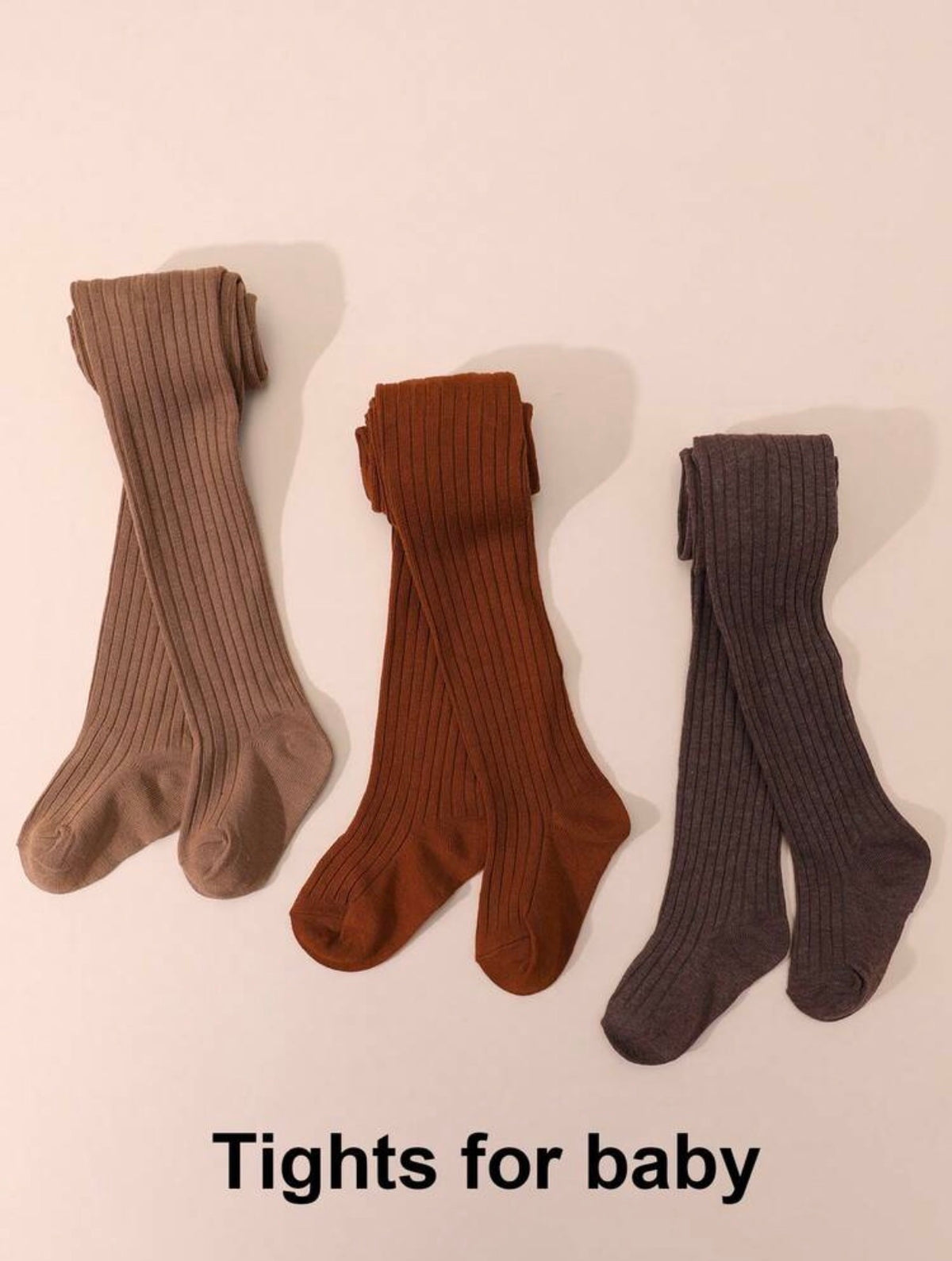 3 Pairs Girls' Solid Color Leggings, Vertical Striped Tights, Simple Versatile Children's Pantyhose, Elastic & Comfortable.