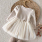 Girls Casual Ditsy Floral Long Sleeve Ribbed Dress.