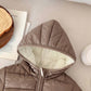Baby Boys Thermal Lined Hooded Zipper Jacket, Brown Winter Casual Warm.