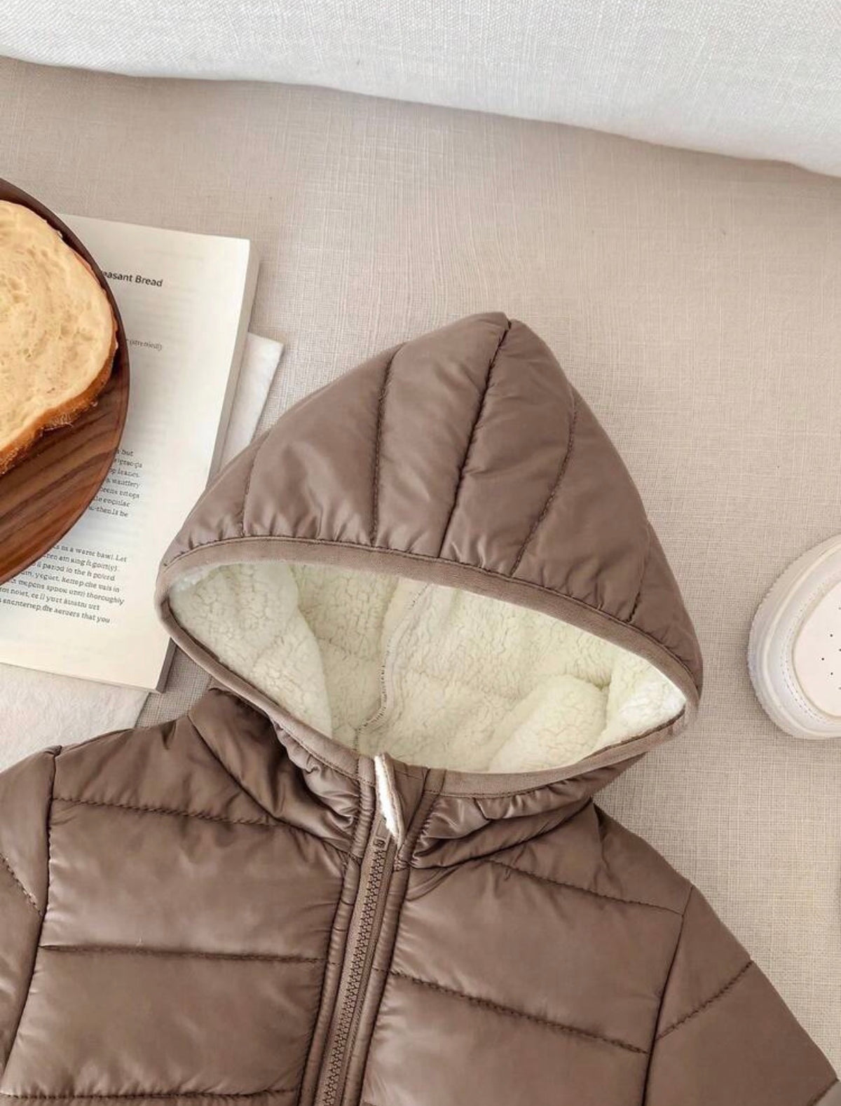 Baby Boys Thermal Lined Hooded Zipper Jacket, Brown Winter Casual Warm.