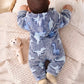 Dinosaur Print Zip Up Hooded Flannel Pajama Autumn Winter Jumpsuit.