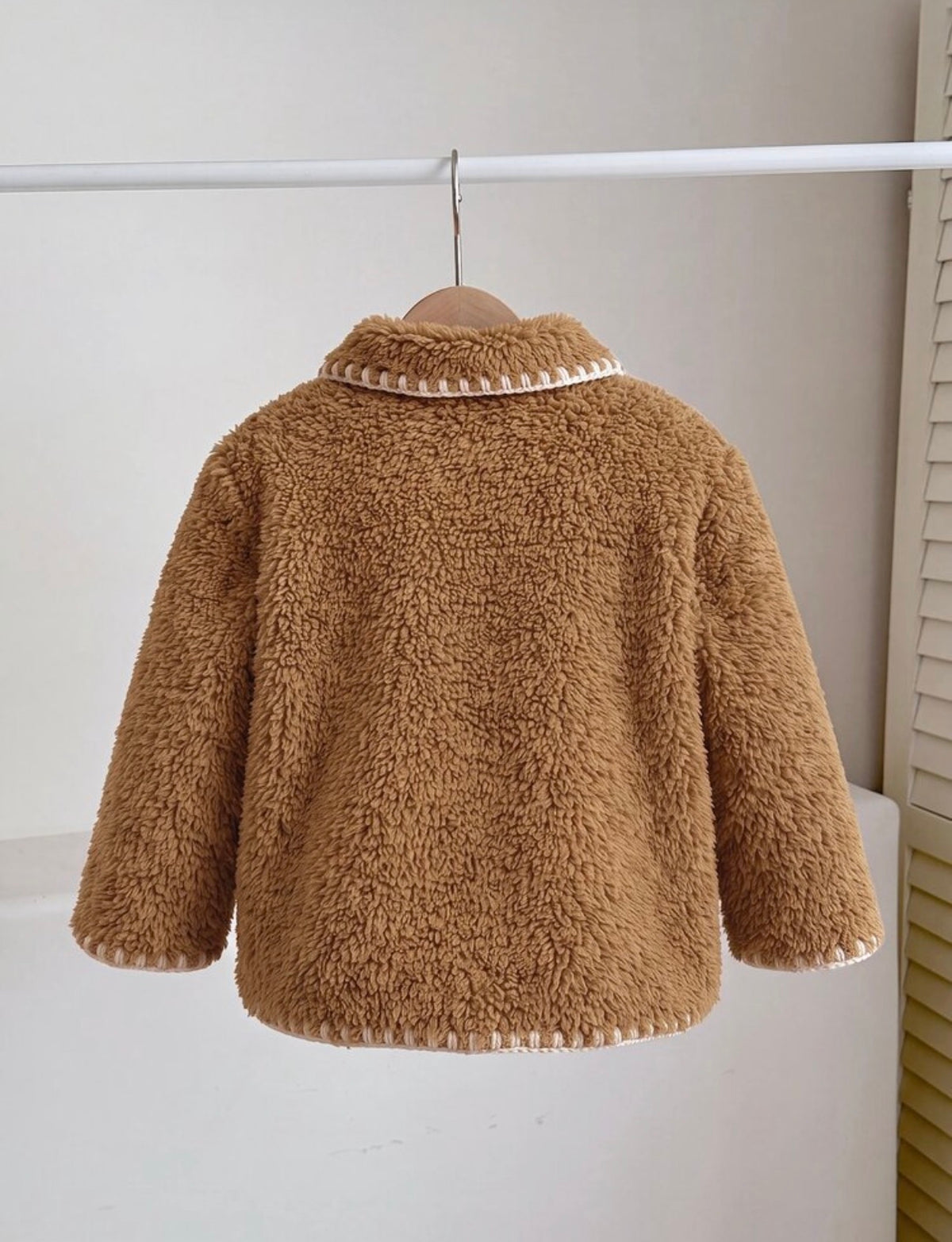 Autumn/Winter Versatile Casual Brown Fuzzy Collar Jacket.