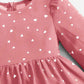 SHEIN Baby Girl Heart Print Flounce Sleeve Dress