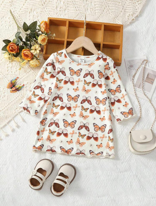 Baby Girl Butterfly Print Tee Dress