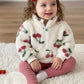 Girl Cherry Pattern Fleece Lined Thick Crew Neck Long Sleeve Half-Zip Pullover Autumn Winter Sweatshirt And Elastic Waist Leggings 2 Pieces Set.( delivery by 15th October)