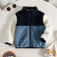 Trends Baby Boy Autumn/Winter Cute Versatile Fuzzy Colorblock Stand Collar Jacket.