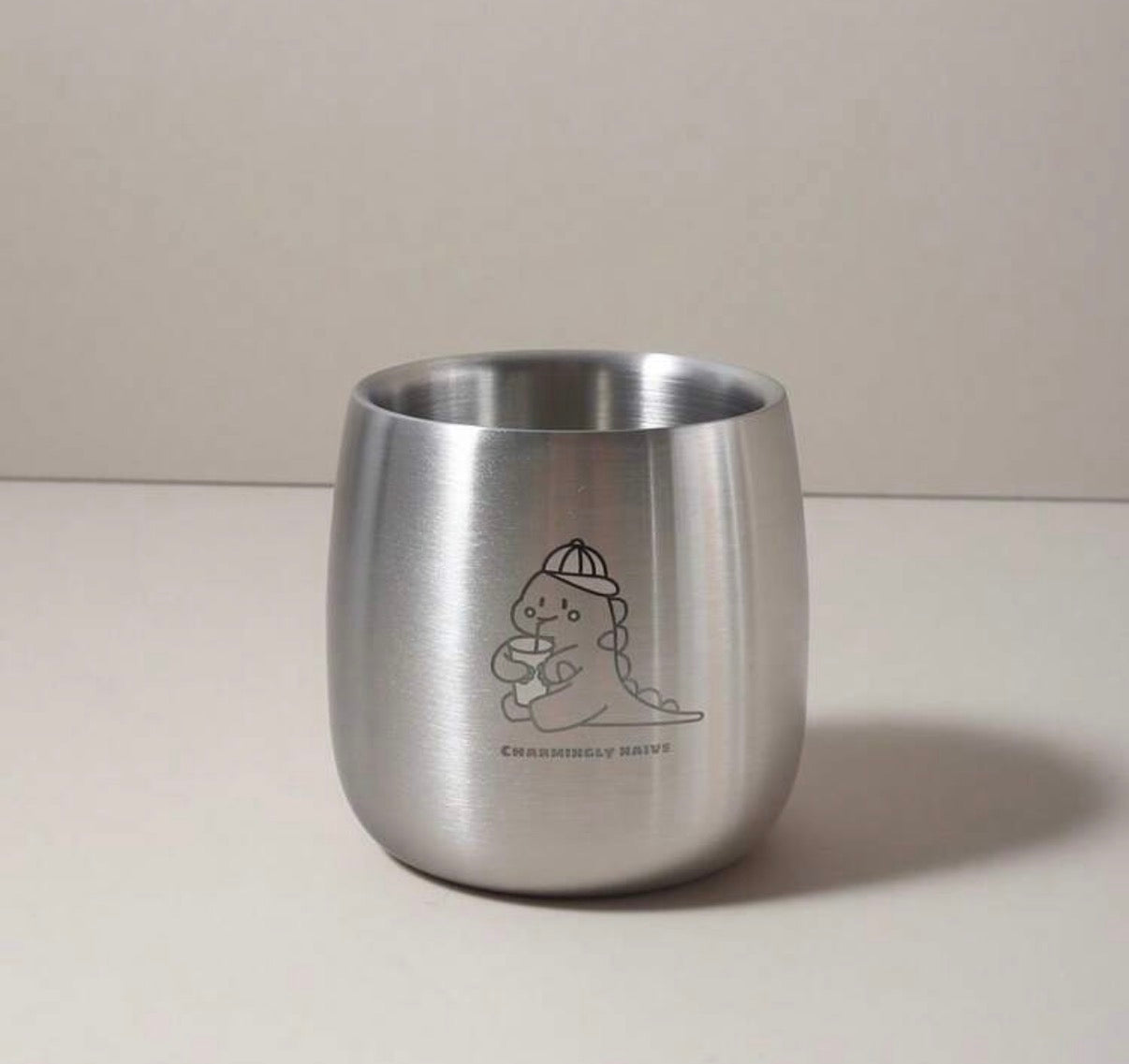 100ml/300ml Stainless Steel 304 Double Wall Water/ Milk Cup With Cartoon Bear, Tiger, Dinosaur Design. (Delivery by 1st July)