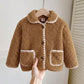 Autumn/Winter Versatile Casual Brown Fuzzy Collar Jacket.