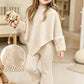 Casual T-Shirt Set, High Neck , Long Sleeve T-Shirt Top Paired With Leg Opening Flared Pants