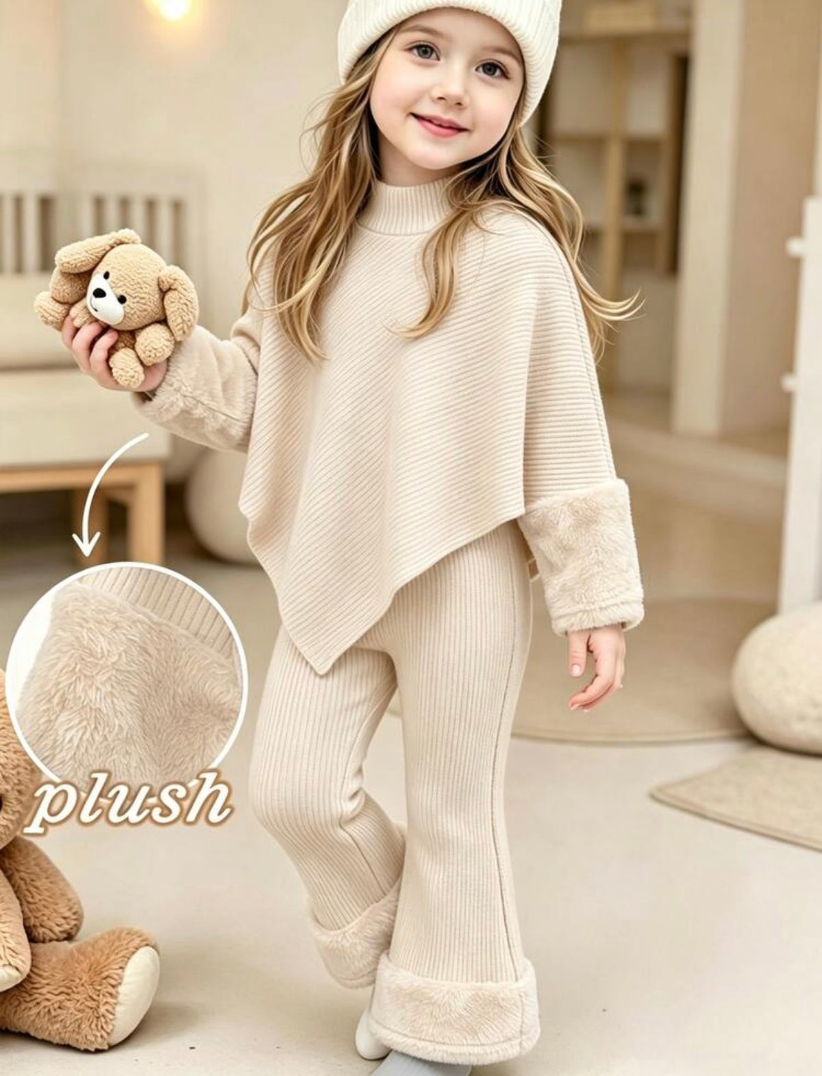 Casual T-Shirt Set, High Neck , Long Sleeve T-Shirt Top Paired With Leg Opening Flared Pants