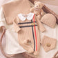 4pcs Newborn Baby Boy Footed Romper, Hat, Bib, Blanket Gift Set.