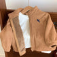Baby Boys Suede Thermal Lined Stand Collar Zip Up Jacket.