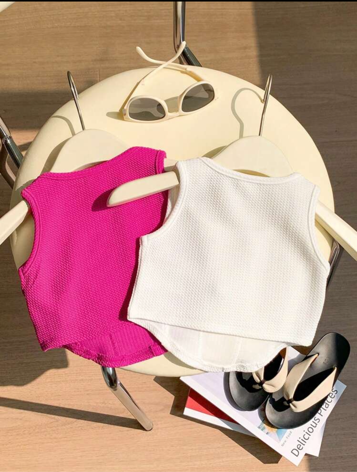Solid Color Textured Sleeveless Tank Top ( set of 2 )