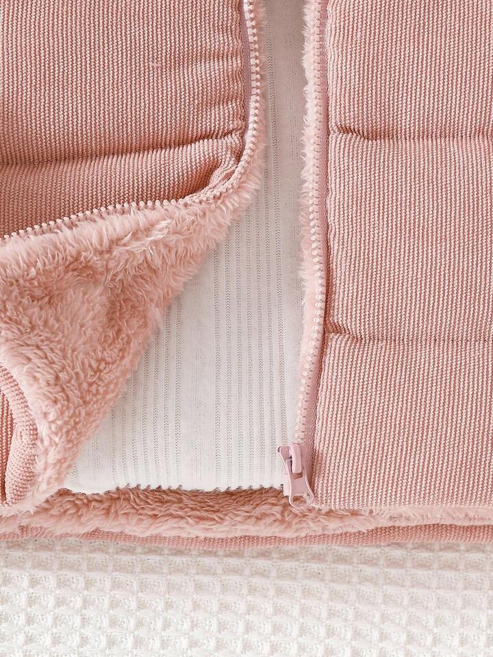 Playful Pals Baby Girls' Casual Cute Fleece Lined Collar Zip-Up Solid Woven Vest.