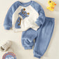 2pcs Autumn/Winter Fleece Lined Thickened Casual Cute Giraffe Sweatshirt Set, Baby Tracksuit.