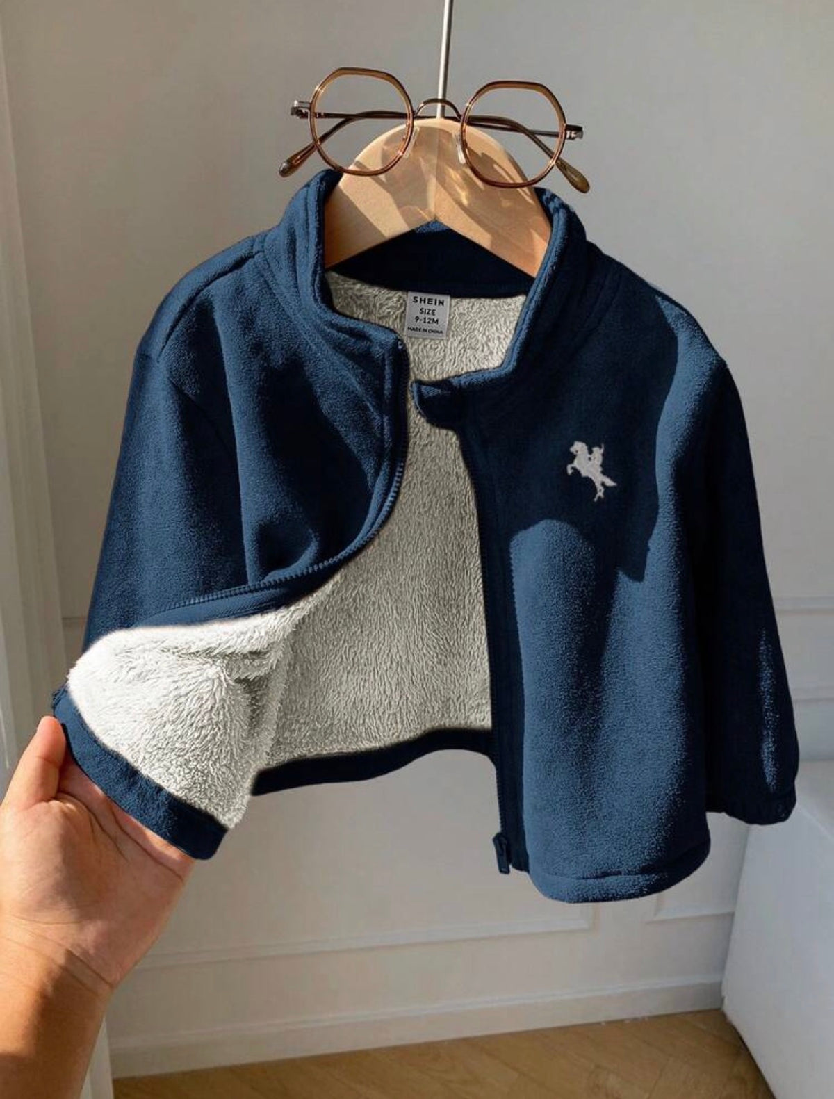Boy Suede Thermal Lined Stand Collar, Zip Up Jacket Only.