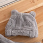 Kids 3pcs/Set Baby Boys & Girls Grey Autumn Cute Modest Family Matching Plush Bear Jacquard Fleece Crew Neck Sweatshirt, Fleece Sweatpants & Plush Ear Hat.( Delivery by 10th October)