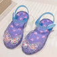 Jelly Crystal Sandals For Girls, Closed Toe Summer Kids Sandals With Sequin Wing Accessories.
