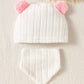 4pc Newborn Baby GirlJumpsuit Hat, Bib, Blanket Gift Set,  Plush Bow Ribbed Long Sleeve.