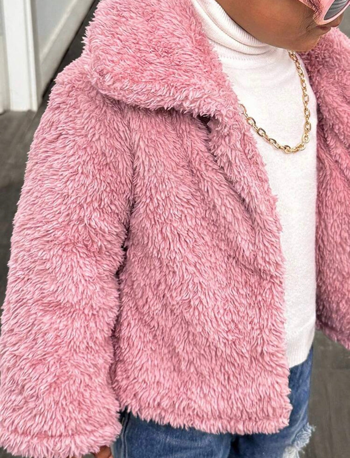 Girl 1 Pc Fluffy Pink Long Sleeve
Jacket Coat, Autumn/Winter.