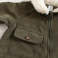 Baby Boy/Girl Green Corduroy Thermal Lined Hooded, Autumn Jumpsuit.