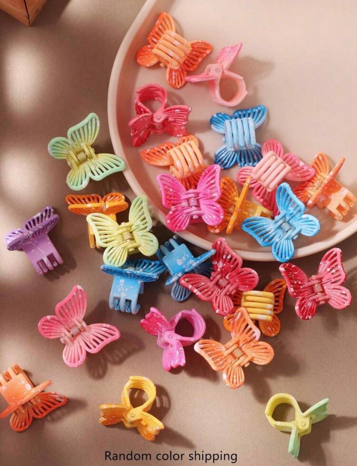 10 pcs Sweet Colorful Gradient Snowflake Dot Butterfly Hair Claw Clips.