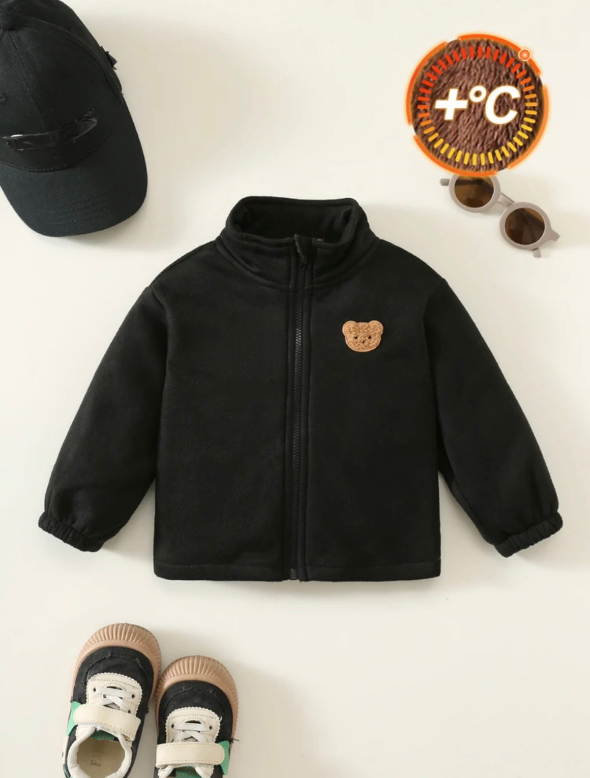 Baby Boy/Girl Cute Winter Suede Thermal Lined Stand Collar Jacket.