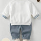 Dragon Pattern Knitted Soft Crew Neck Long Sleeve Pullover Sweatshirt And Elastic Waist Long Pants 2-Piece.