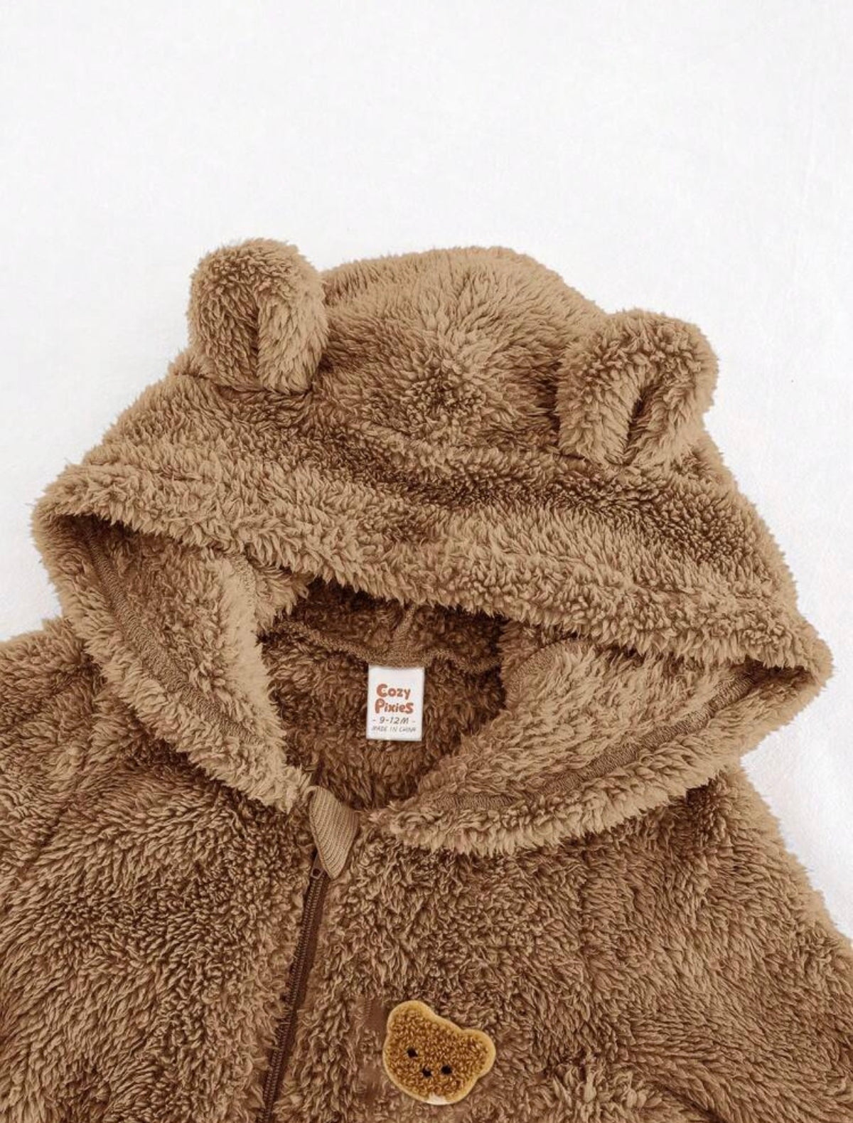 Cartoon Bear Pattern Ear Hooded Thick Jumpsuit. (Delivery By 14th October)