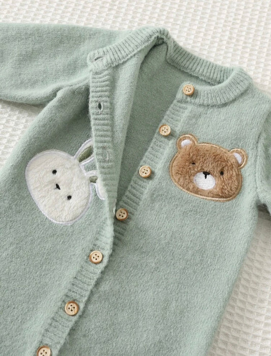 3D Plush Cartoon Pattern Cute Casual Sweater Romper.