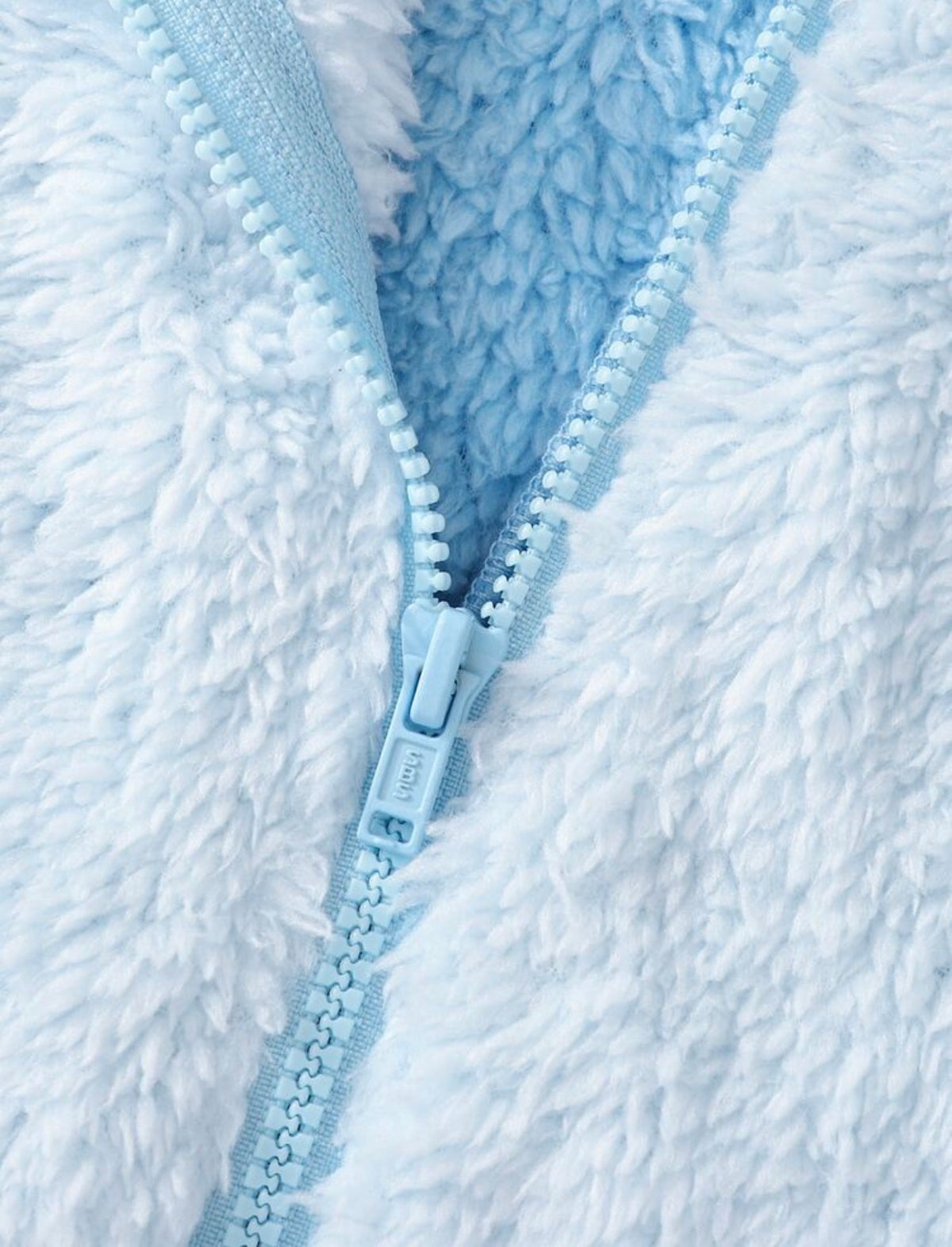 Cute 3D Big Ear Design, Blue Coral Fleece Hooded Long Sleeve Winter Romper.(Delivery By 15th October)