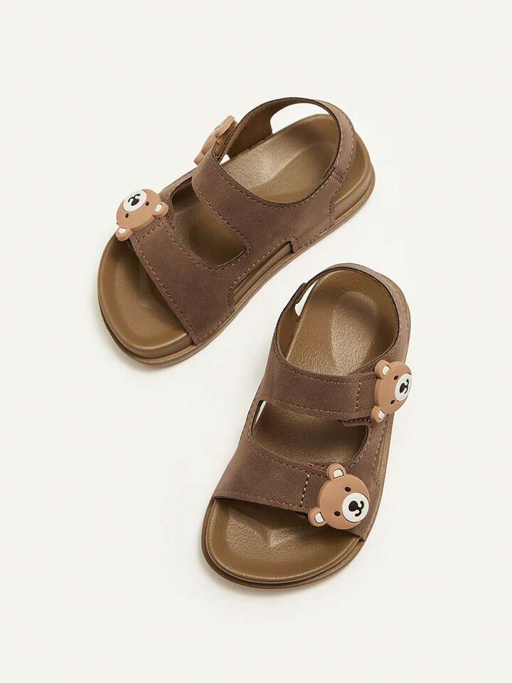 Cute Bear Decor Soft Bottom Lightweight Casual Sandals For Baby Boys, Summer