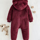 Cartoon Bear Pattern Ear Hooded Thick Jumpsuit. (Delivery By 14th October)