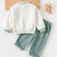 Baby Boy Cartoon Bear Pattern Knitted Soft Crew Neck Long Sleeve Pullover Sweatshirt & Elastic Waist Long Winter Pants 2pcs Set.