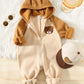 Boy/Girl Hooded Jumpsuit, Suitable For Autumn/Winter Wear, Indoor And Outdoor.