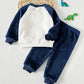 Baby Boy Cartoon Animal
Pattern Fleece Lined Thick Crew Neck Long Sleeve Pullover Sweatshirt And Elastic Waist Long Winter Pants 2 Pieces Set.